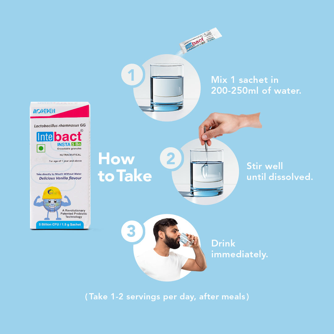 Dr Morpen Intebact Insta Probiotic 5Bn (1.5Gm) - 6 Sachets | Grocsy