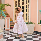 The52 Women's Gorgeous Thread work Cotton Rayon Fabric Flared Dress | Grocsy