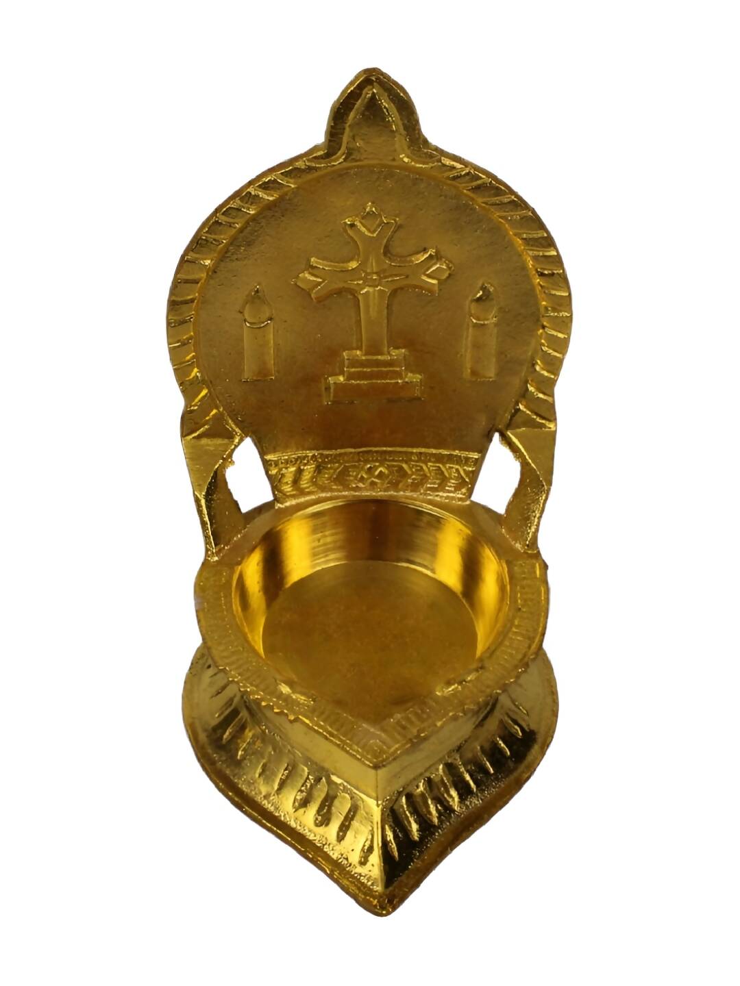 Spillbox Gold-Toned Brass Cross Diya Pooja Essential | Grocsy