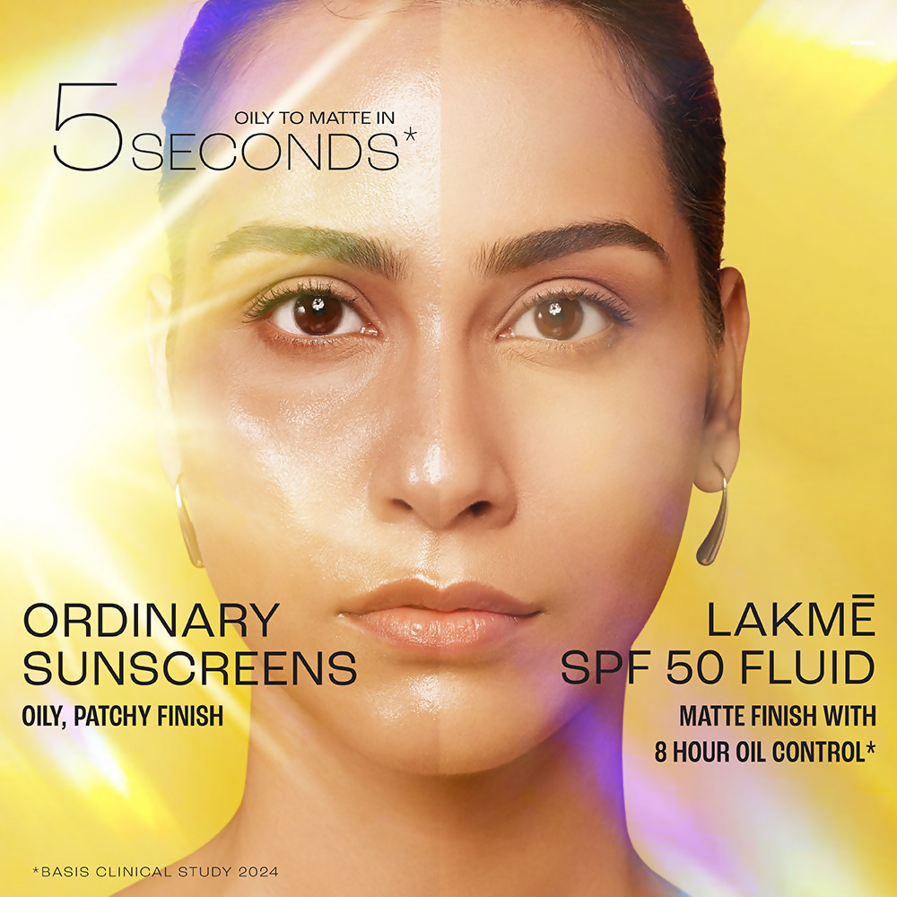 Lakme Sun Expert Dry Matte Fluid SPF 50 PA++++ Sunscreen With 1% Niacinamide & Ceramide | Grocsy
