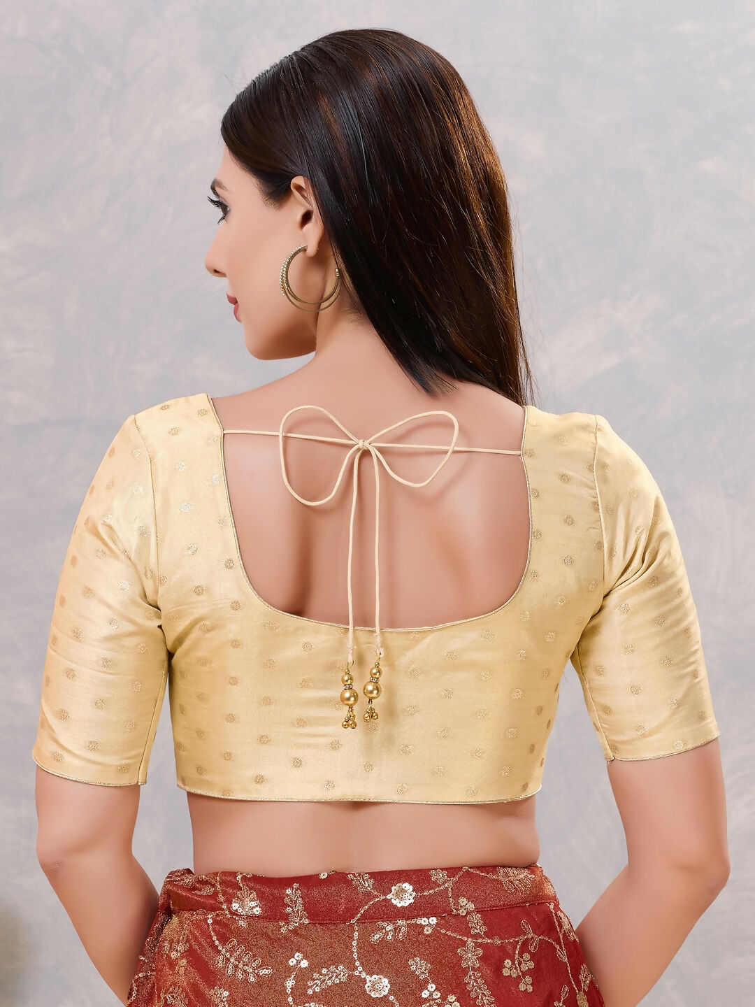 Joban Fashion Women Silk Light-Gold Stitched Blouse | Grocsy