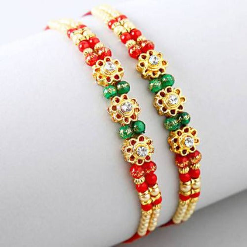 Set of 2 Charming Beads Rakhi and Cashew Jar Combo | Grocsy