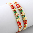 Set of 2 Charming Beads Rakhi and Cashew Jar Combo | Grocsy