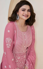 Anaita Light Pink Chinon Embroidered Thread Work Stitched Salwar Suit | Grocsy