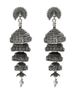 Mominos Fashion Johar Kamal Peacock Design Silver Colour Earrings