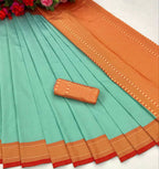 DEIANA'S Beautiful Designer Golden zari Soft Lichi Silk Saree - Sky Blue | Grocsy