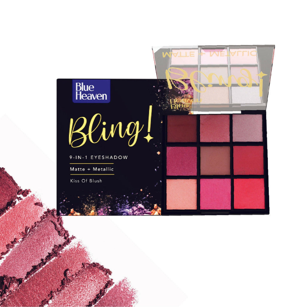 Blue Heaven Bling 9 In 1 Eyeshadow Palette - Kiss Of Blush | Grocsy