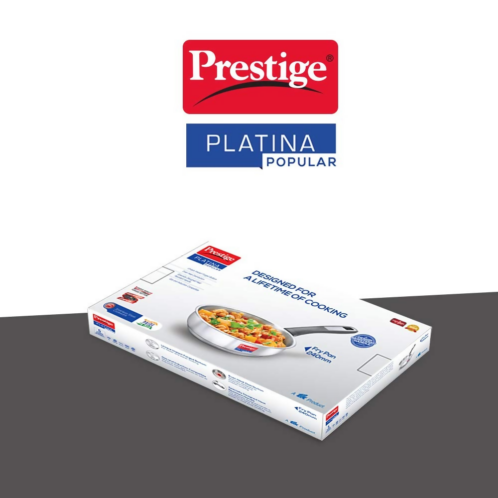 Prestige SS Platina Popular Fry Pan - Silver | Grocsy