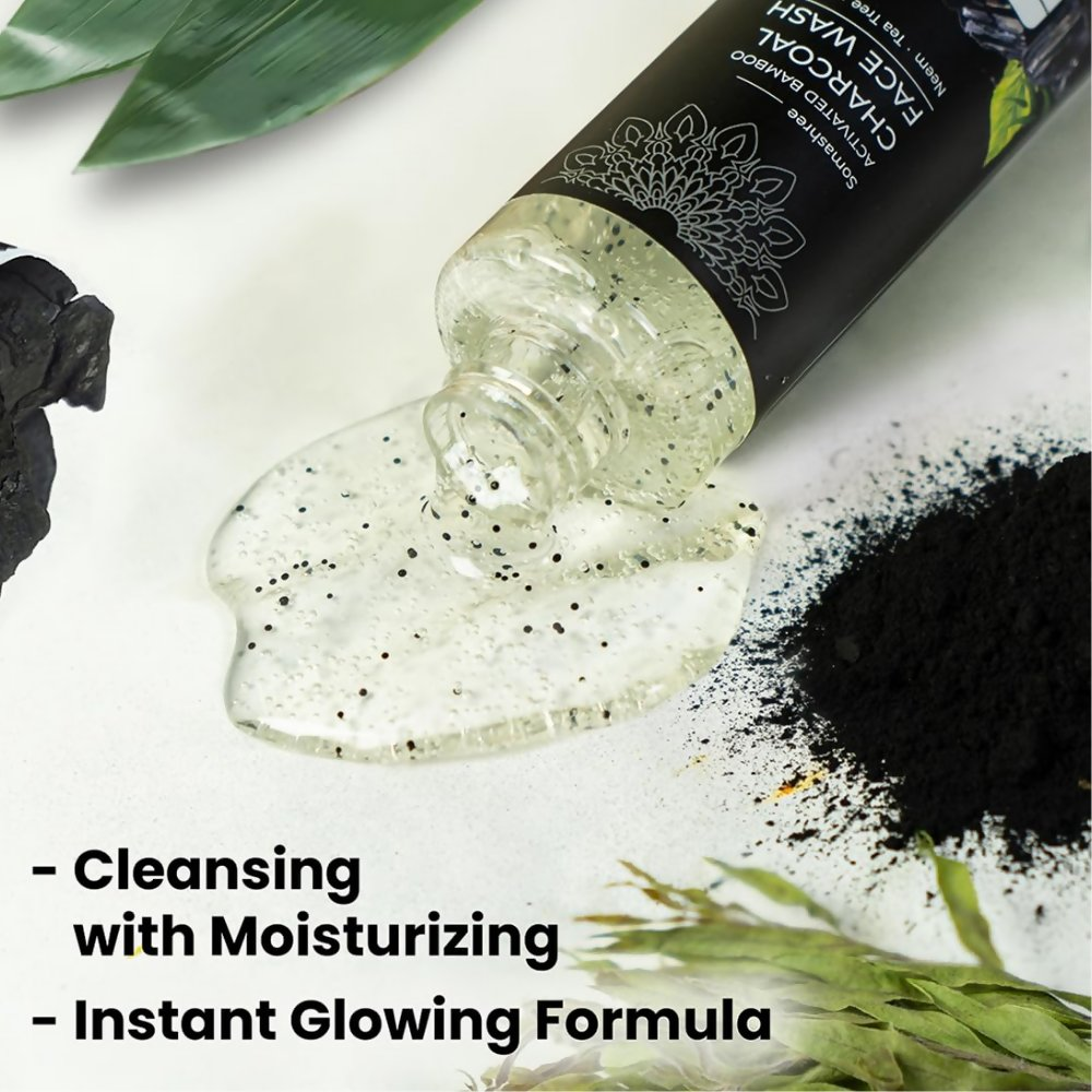 Pureus Herbals Somashree Activated Bamboo Charcoal Face Wash | Grocsy