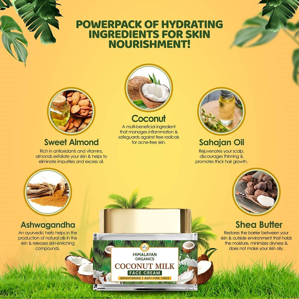 Himalayan Organics Coconut Milk Brightening And Anti-Fine Lines Face Cream | Grocsy