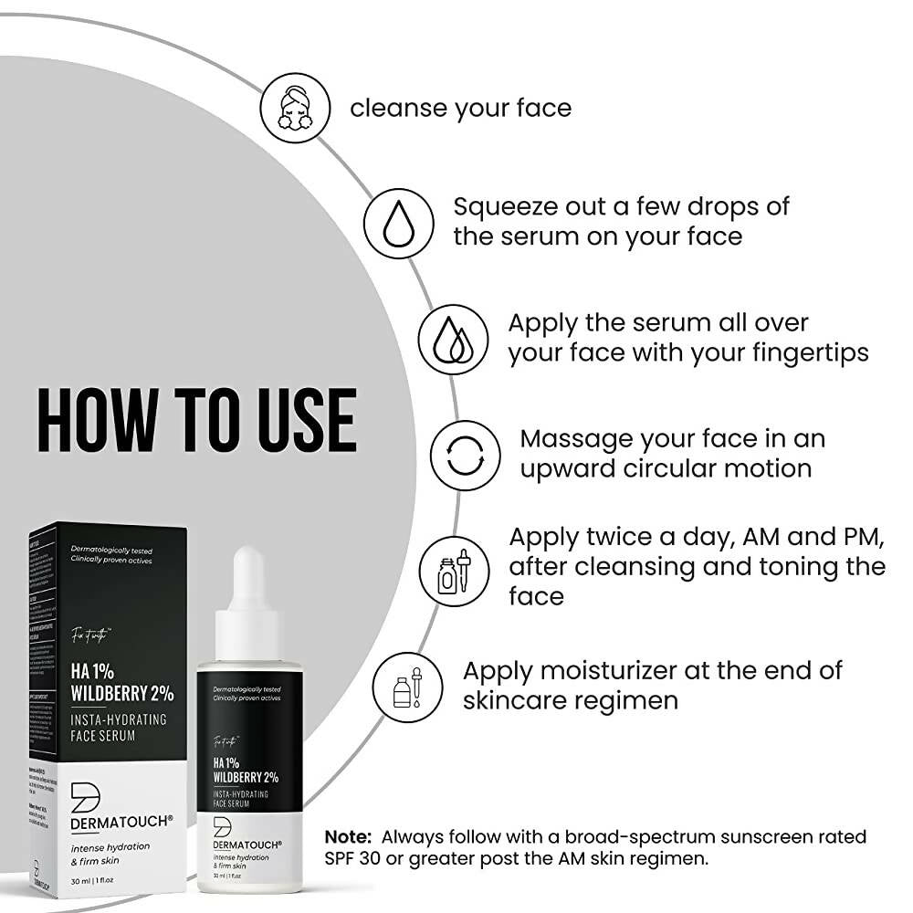 Dermatouch 1% Hyaluronic Acid & 2% Wildberry Insta-Hydrating Face Serum | Grocsy