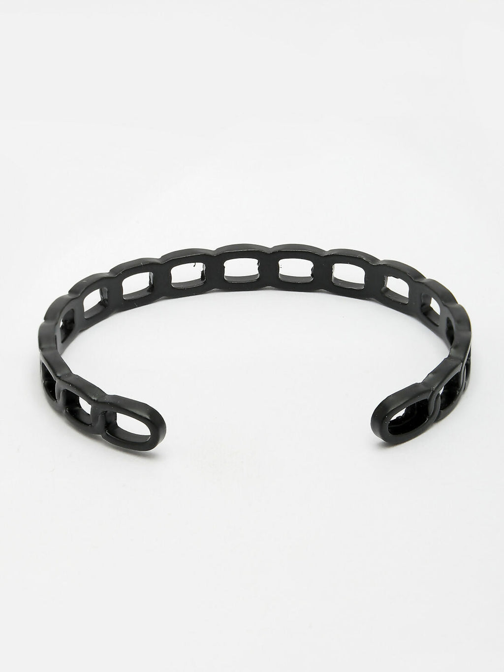 NVR Men's Black Rhodium-Plated Metal Cuff Bracelet