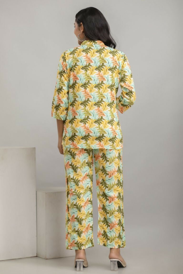Alvano Women's Floral Printed Cotton Multicolour Co-Ord Set | Grocsy