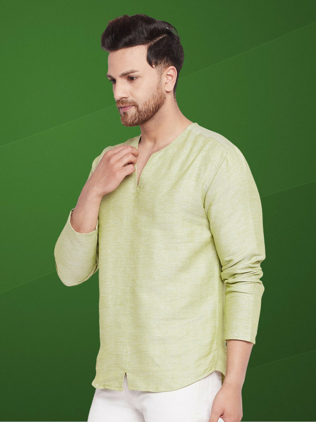 Even Apparels Men's Pure Cotton Green Kurta | Grocsy