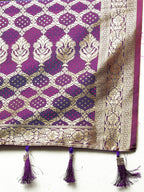 Lorenvalley Fashion Orange & Wine Patola Silk Woven Design Meenakari Weaving Saree | Grocsy