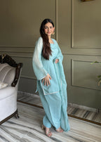 Teeya Creation Sky Color Crunchy Silk Party Wear Salwar Suit | Grocsy