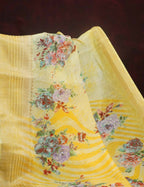 Vibrant Combination Of Light Yellow With Floral Design Semi Chanderi Saree By Gayathri Reddy Designer Studio | Grocsy