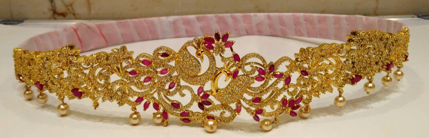 AD Ruby Peacock Bridal Waist Belt | Grocsy