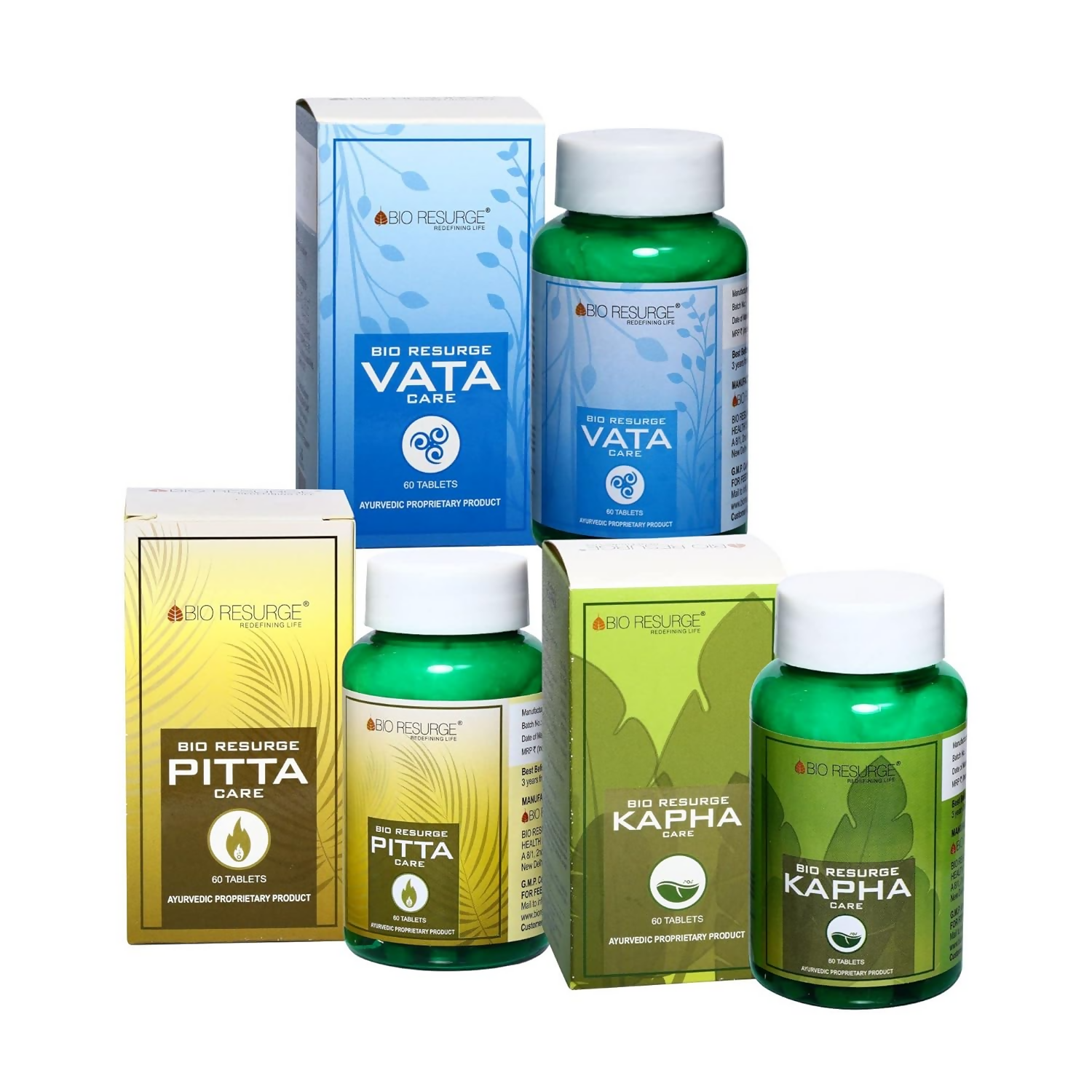 Bio Resurge Life Pitta Vatta Kapha Tablets Combo | Grocsy