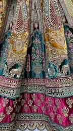 Jyoti Fashion Women's Mustard Velvet Multi Thread Embroidered, Patch Work with Zircon Diamond Wedding Lehenga Choli | Grocsy