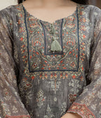 Kaajh Women's Grey-Green Digital Print Chanderi Kurta Pant Set With Dupatta | Grocsy