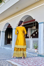 Teeya Creation Yellow Color Chinon Silk Heavy Embroidery Work Wedding Wear Sharara | Grocsy