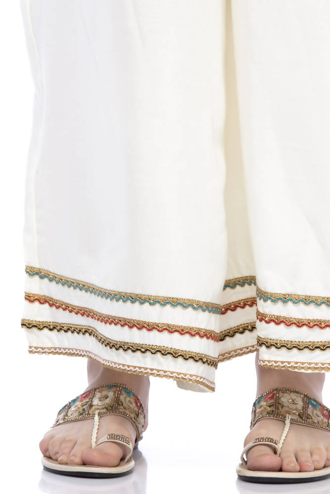 Mominos Fashion Reyon Cotton Cream Palazzo | Grocsy