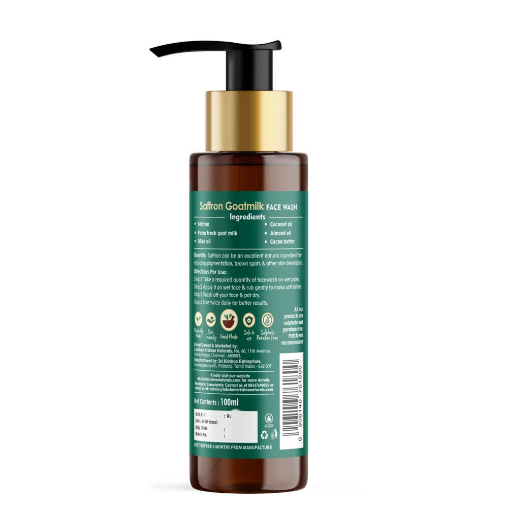 Lakshmi Krishna Naturals Saffron Goat Milk Face Wash | Grocsy