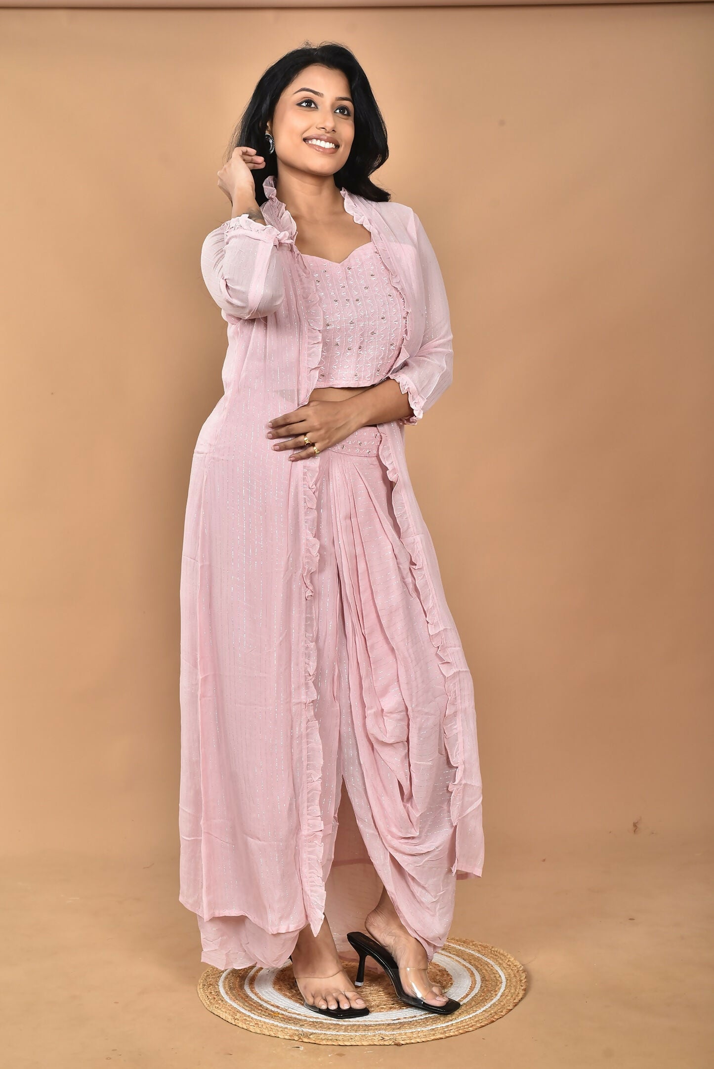 Morchari Women Hand Embroidery Crop Top-Pink | Grocsy