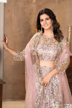 Eilara Light Peach Colour Designer Sequence Work On Net Lehenga Choli | Grocsy