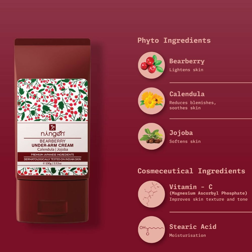 Ningen Bearberry Under Arm Cream and Saffron Knee Elbow Cream Combo | Grocsy