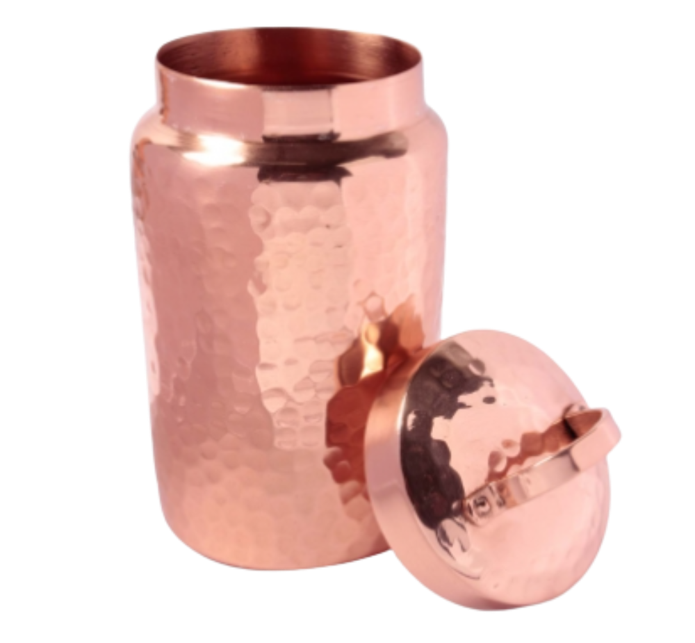 Isha Life Hammered Copper Container with Lid | Grocsy