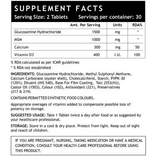 Inlife Glucosamine MSM Calcium Vitamin D3 Tablets | Grocsy