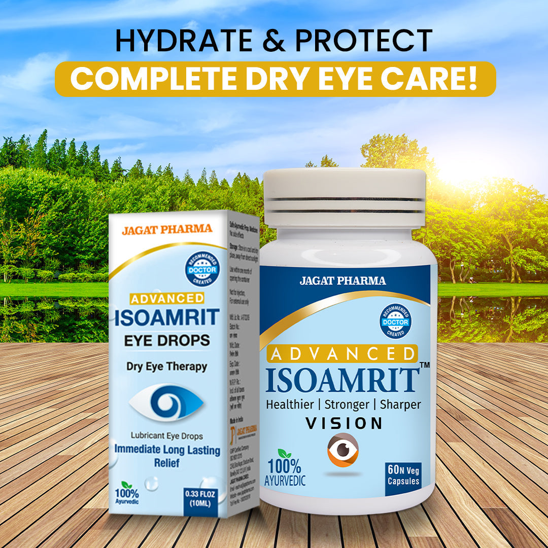 Jagat Pharma Iso Amrit Eye Drop + Iso Amrit Capsules Combo: Dual Action Relief From Dry Eyes | Grocsy