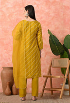 Joban Fashion Mustard Premium Pure Viscose Print Dola With Handwork Kurta Set | Grocsy