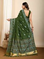 Green Soft Silk Woven Meenakari Designer Saree - Vedanti | Grocsy