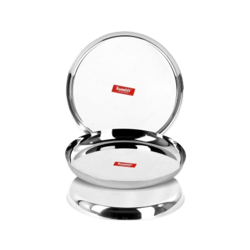 Sumeet Stainless Steel Apple Shape Heavy Gauge Dinner Plates - Set of 3 | Grocsy