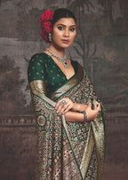 Joban Fashion Green Art Silk With Fine Viscose Border Ajrak Full Body Print With Soft Finish Saree | Grocsy