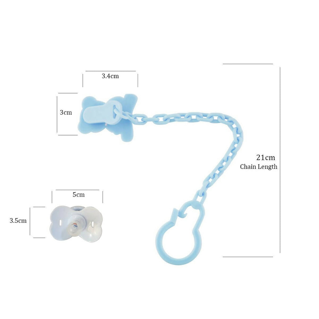 Safe-O-Kid-Baby Pacifier/Nipple With Chain And Clip, in cute Cartoon shape Helps In Preventing From Dust - (Blue) | Grocsy