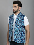 Even Apparels Nehru Jacket With Welt Pockets - Blue | Grocsy