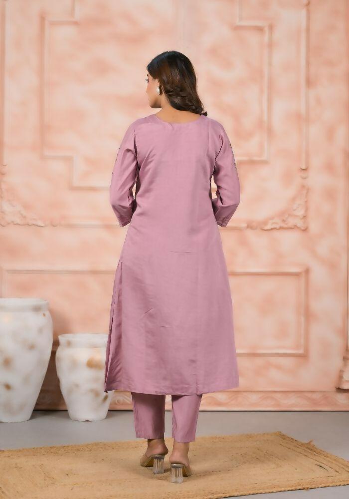 Ethnic Festive Wear Chanderi Slik Pink Stitched Suit With Dupatta - Anbazaar | Grocsy