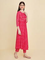 Designer Stylish Pink cotton Stitched Suit With Dupatta - Tanisha | Grocsy