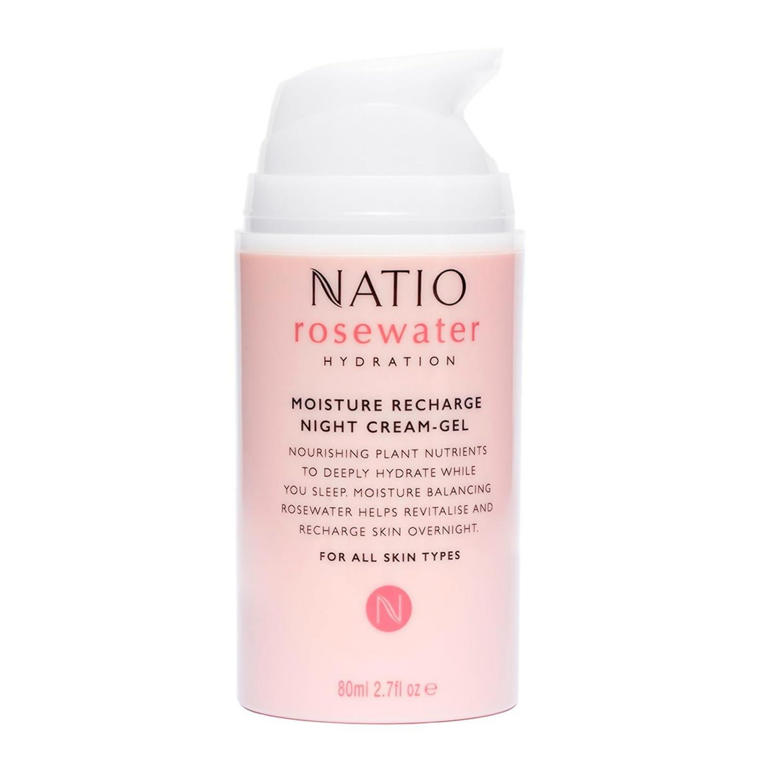 Natio Rosewater Moisture Recharge Night Cream Gel | Grocsy