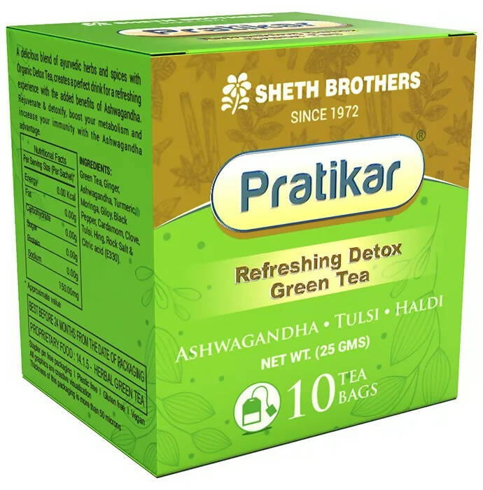 Sheth Brothers Pratikar Refreshing Detox Green Tea Bag | Grocsy