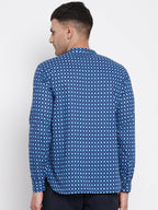 Even Apparels Blue Men's Pure Cotton Kurta With Band Collar | Grocsy