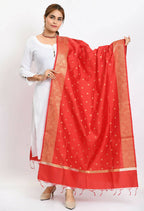 Mominos Fashion Moeza Women's Banarsi Silk Woven Design Red Dupatta | Grocsy