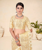 Cream Viscose Weaving Designer Saree - Vandini | Grocsy
