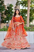 Lehenga Mart Orange Designer Wedding Wear Lehenga Choli | Grocsy