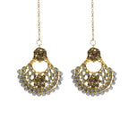 Mominos Fashion Johar Kamal Gold-Polished Brass Finish Long Necklace For Women (Golden/Grey) | Grocsy