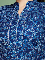 Sangria Floral Printed Cotton Straight Kurta | Grocsy